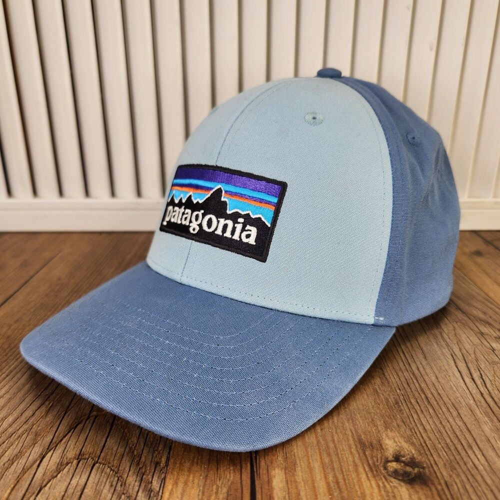 Patagonia P-6 Logo Organic Cotton Trad Cap Blue Snapback Hat Outdoors Hiking